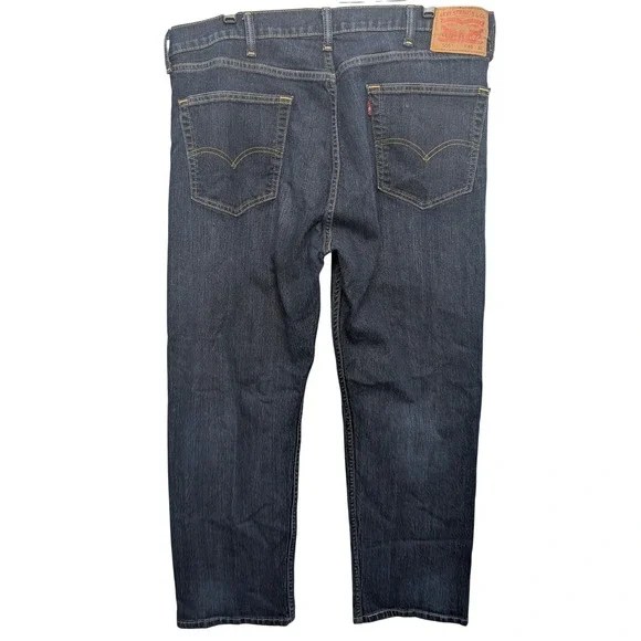 Levi's 505 Regular Fit Men 40x30 Dark Wash Indigo Stretch Straight Leg Jeans - Picture 3 of 14